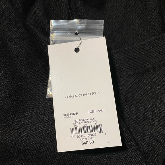 ⭐️⭐️SALE- 2 for $20⭐️⭐️ NWT Apt. 9 Black V-Neck Rib Tunic Sweater Size S - Picture 2 of 4